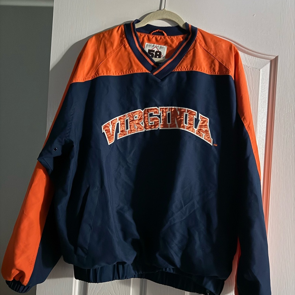 UVA Pullover Jacket Men’s Size Small Navy and Orange with Gray Lining Like New